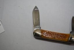Winchester Cartridge Series folding 3 blade knife, W18 39201 AG, '98, bone handle, .30-30 cartridge,