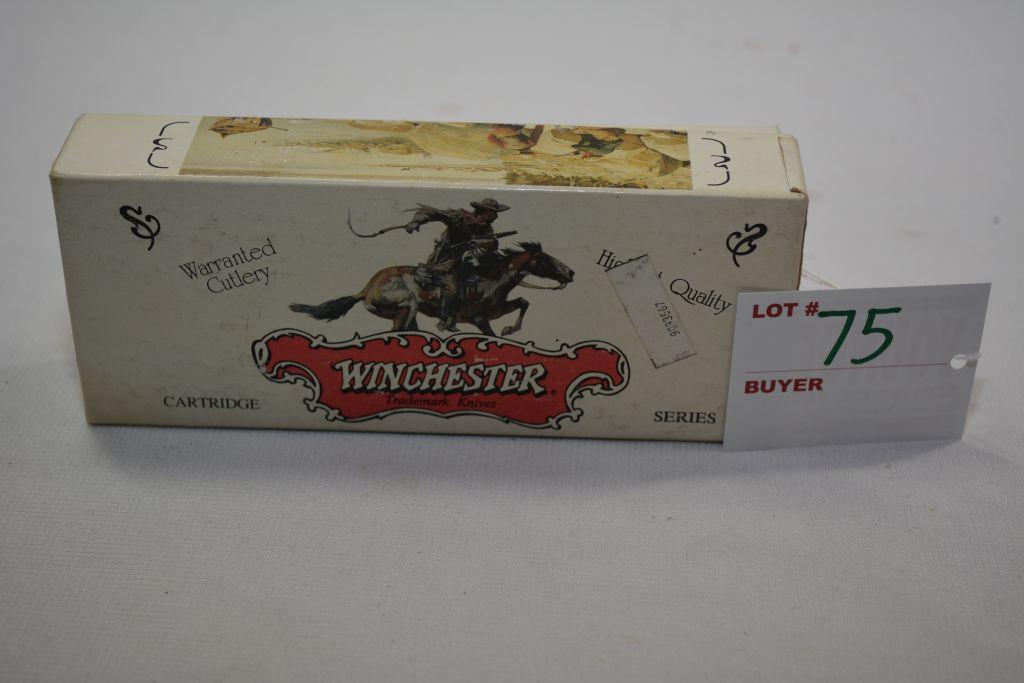 Winchester Cartridge Series folding 3 blade knife, W18 39201 AG, '98, bone handle, .30-30 cartridge,