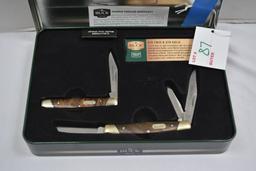 Buck Knife Special Edition Set, #373 Trio and #379 Solo folding knifes in metal case