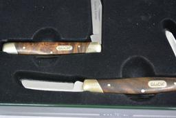 Buck Knife Special Edition Set, #373 Trio and #379 Solo folding knifes in metal case