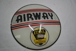 Vintage Airway Gas Globe Glass Face Plate Insert