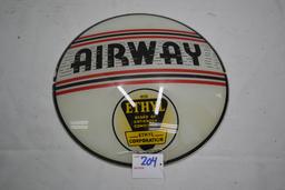 Vintage Airway Gas Globe Glass Face Plate Insert