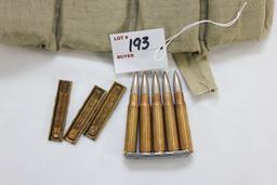 Bandelier with 8mm Mauser Rounds and 3 Stripper Clips; 55 Rds.