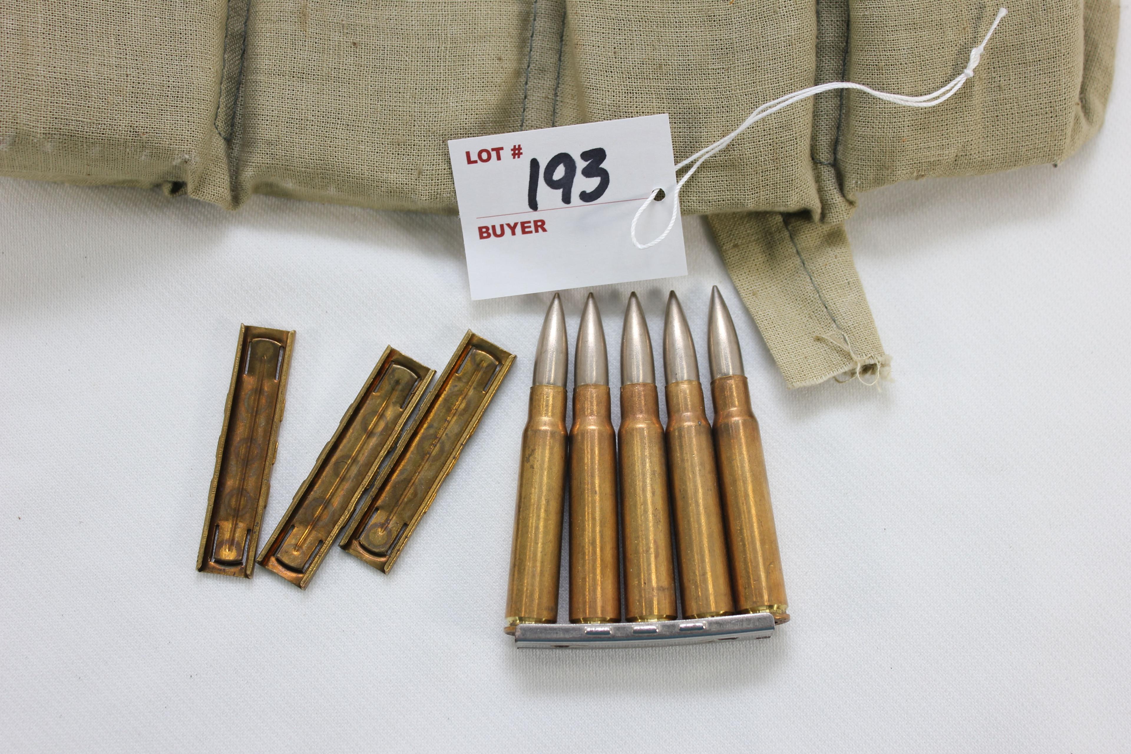 Bandelier with 8mm Mauser Rounds and 3 Stripper Clips; 55 Rds.