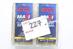 CCI Maxi Mag Varmint .22 Magnum 40 Gr. JHP; 2 Boxes, 50 Rds./Box