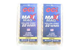 CCI Maxi Mag Varmint .22 Magnum 40 Gr. JHP; 2 Boxes, 50 Rds./Box