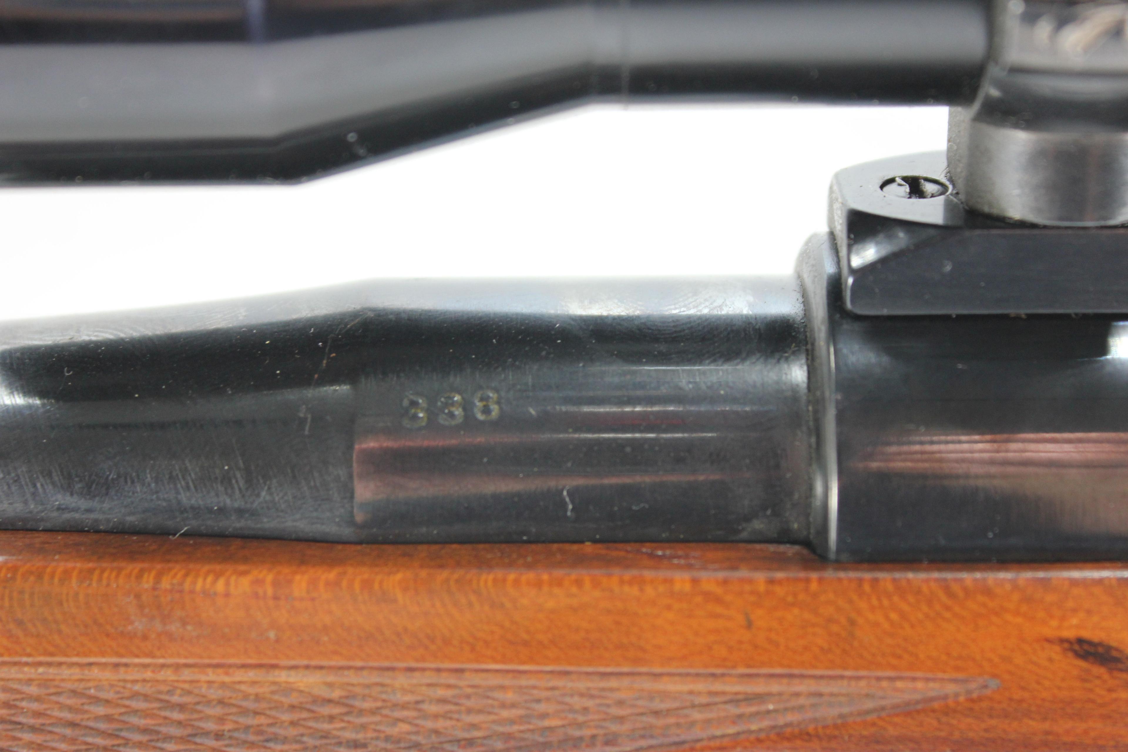 Factory FN Mauser Action; Made in Belgium; .338 Cal. Custom Rifle w/Adj. Trigger, 24" BBL, Lyman Per