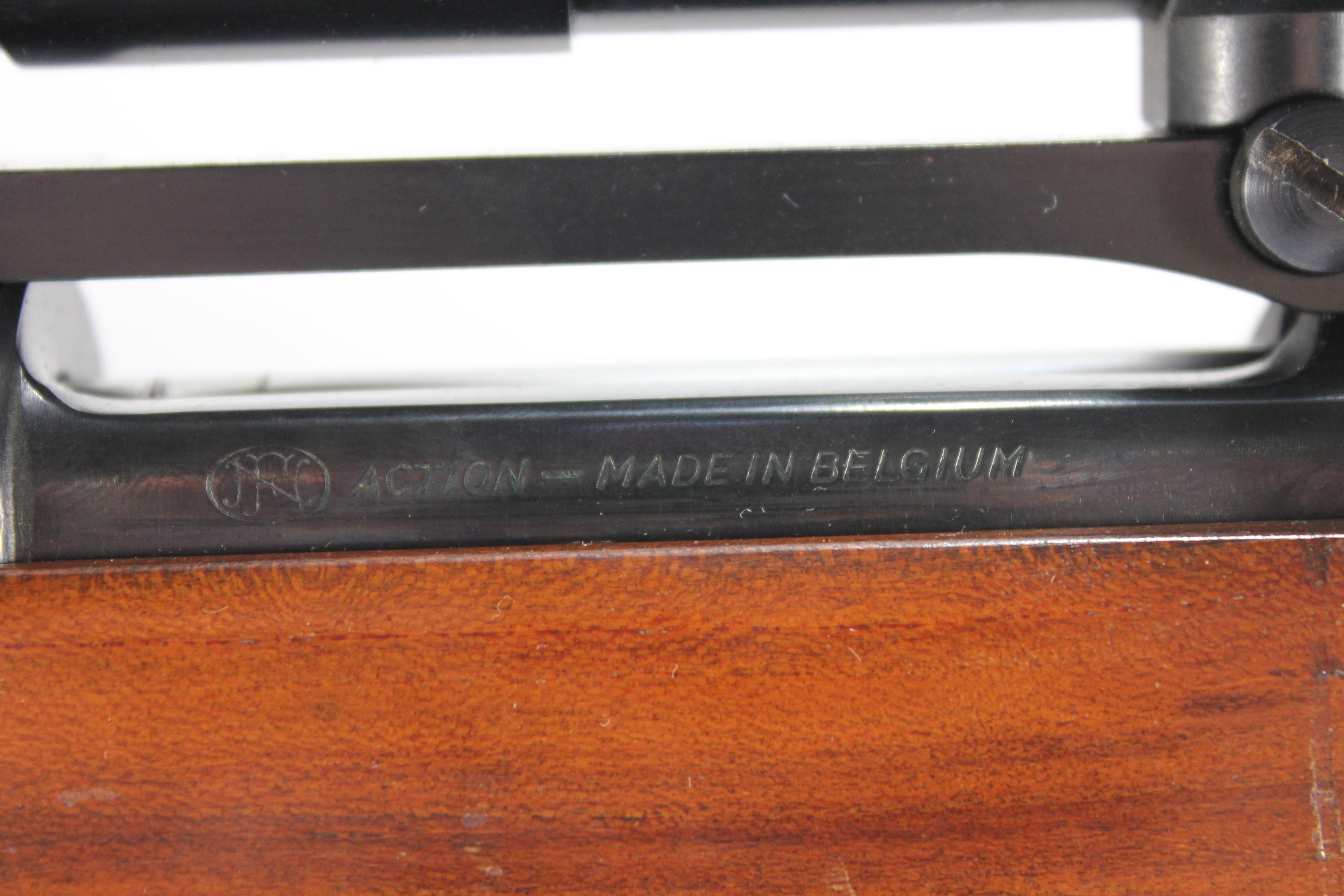 Factory FN Mauser Action; Made in Belgium; .338 Cal. Custom Rifle w/Adj. Trigger, 24" BBL, Lyman Per