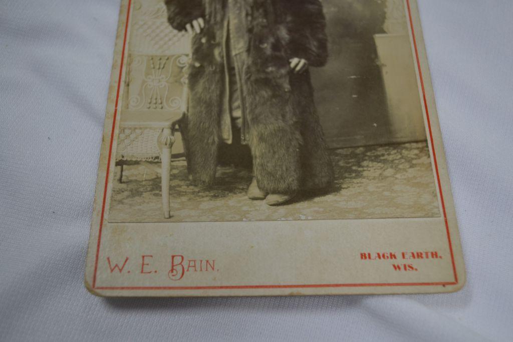 Vintage Photograph of a Gentleman Wearing Bear Skin Coat, 6 1/2"x 4"