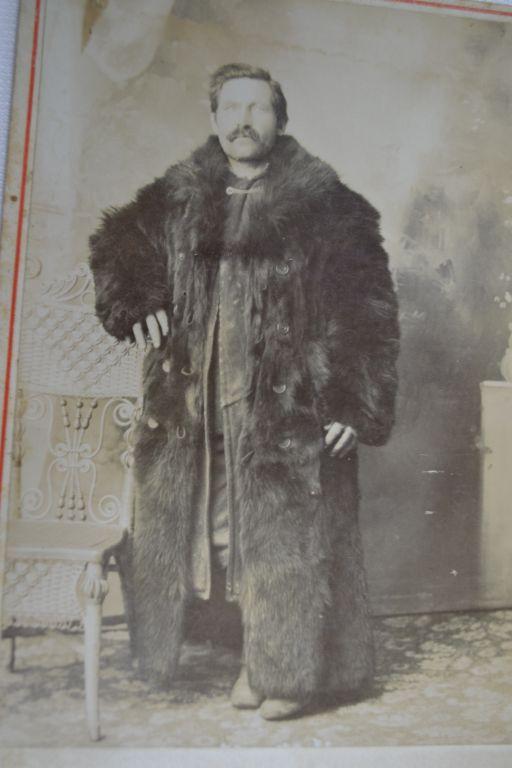 Vintage Photograph of a Gentleman Wearing Bear Skin Coat, 6 1/2"x 4"