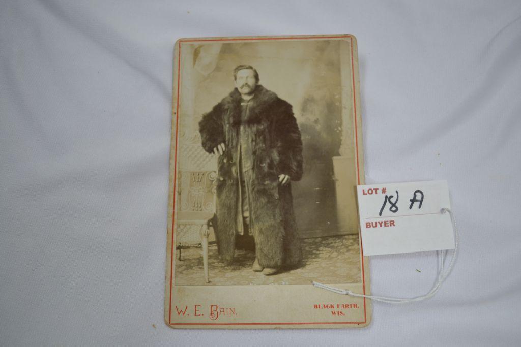 Vintage Photograph of a Gentleman Wearing Bear Skin Coat, 6 1/2"x 4"