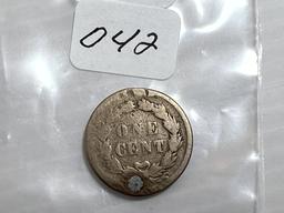 1859 Indian Head Cent, CN VG+ Plugged