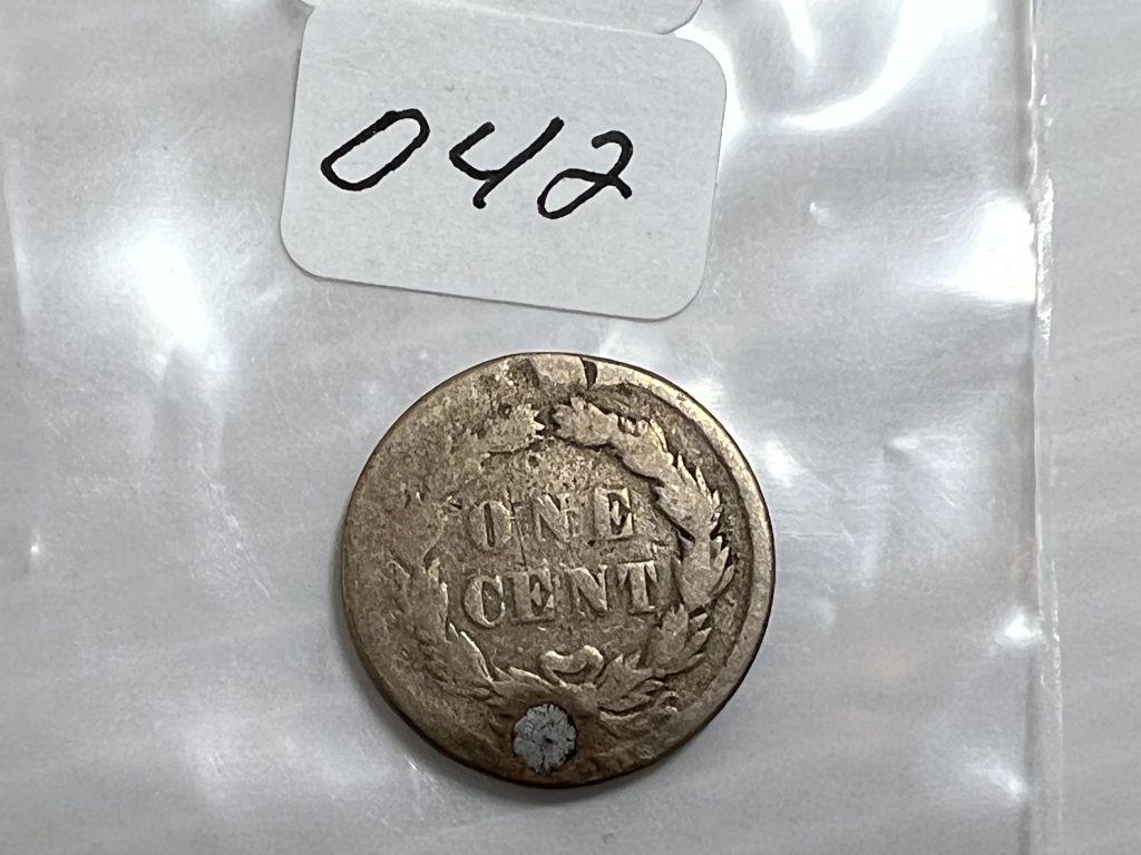 1859 Indian Head Cent, CN VG+ Plugged
