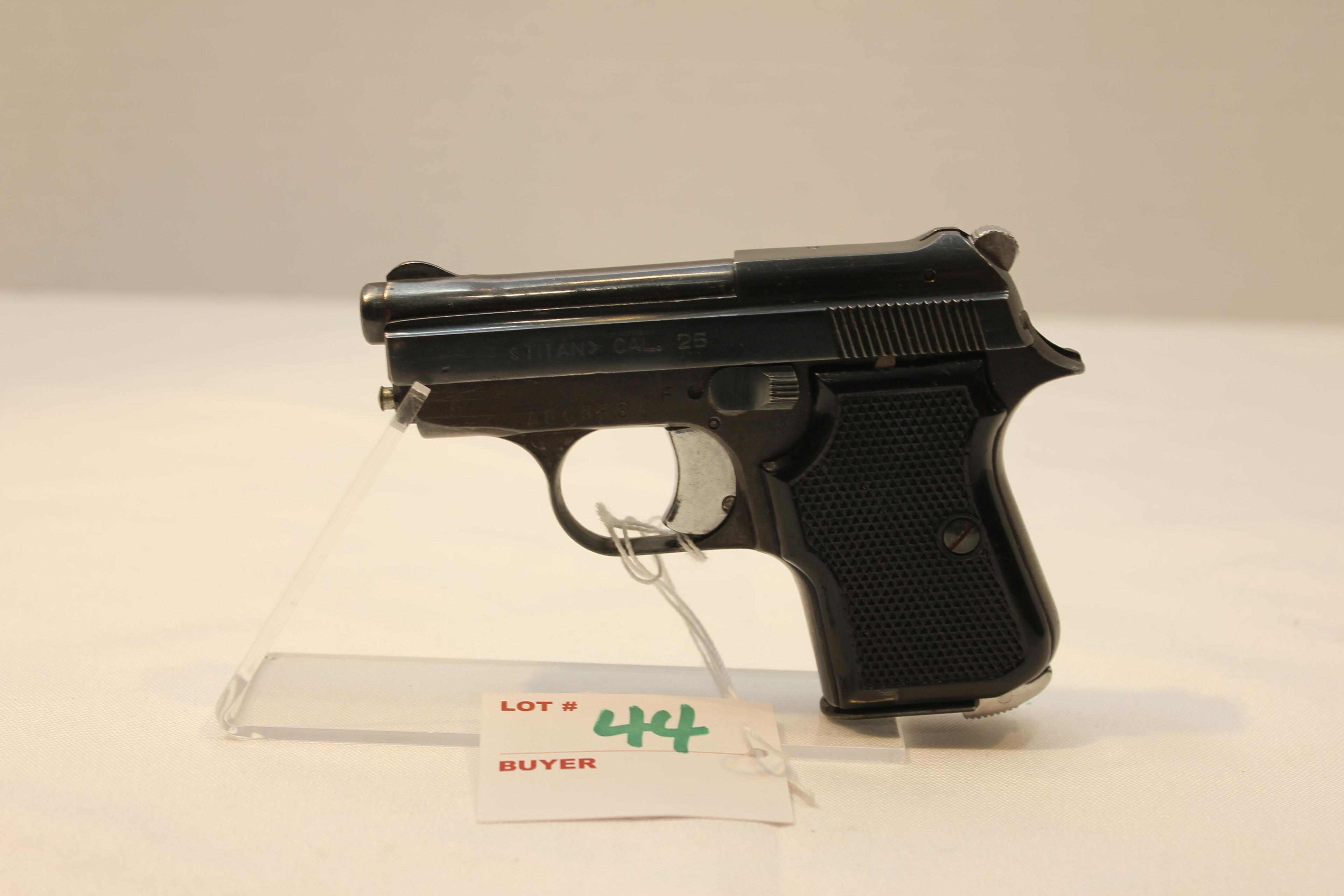 F.I.E. Corp. Titan .25 Auto Cal. Semi-Automatic Single Action Pistol; SN A86556