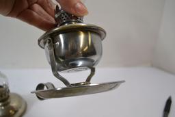 Pair of Mini Oil Finger Lamps; One w/Metal Swivel Base and One w/No. 41 Tin Base; Wire Handles