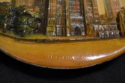 Vintage Handpainted Chalk Plate of "Westminster Abbey" by W.H. Bossons, England; 10"; Has Some Wear