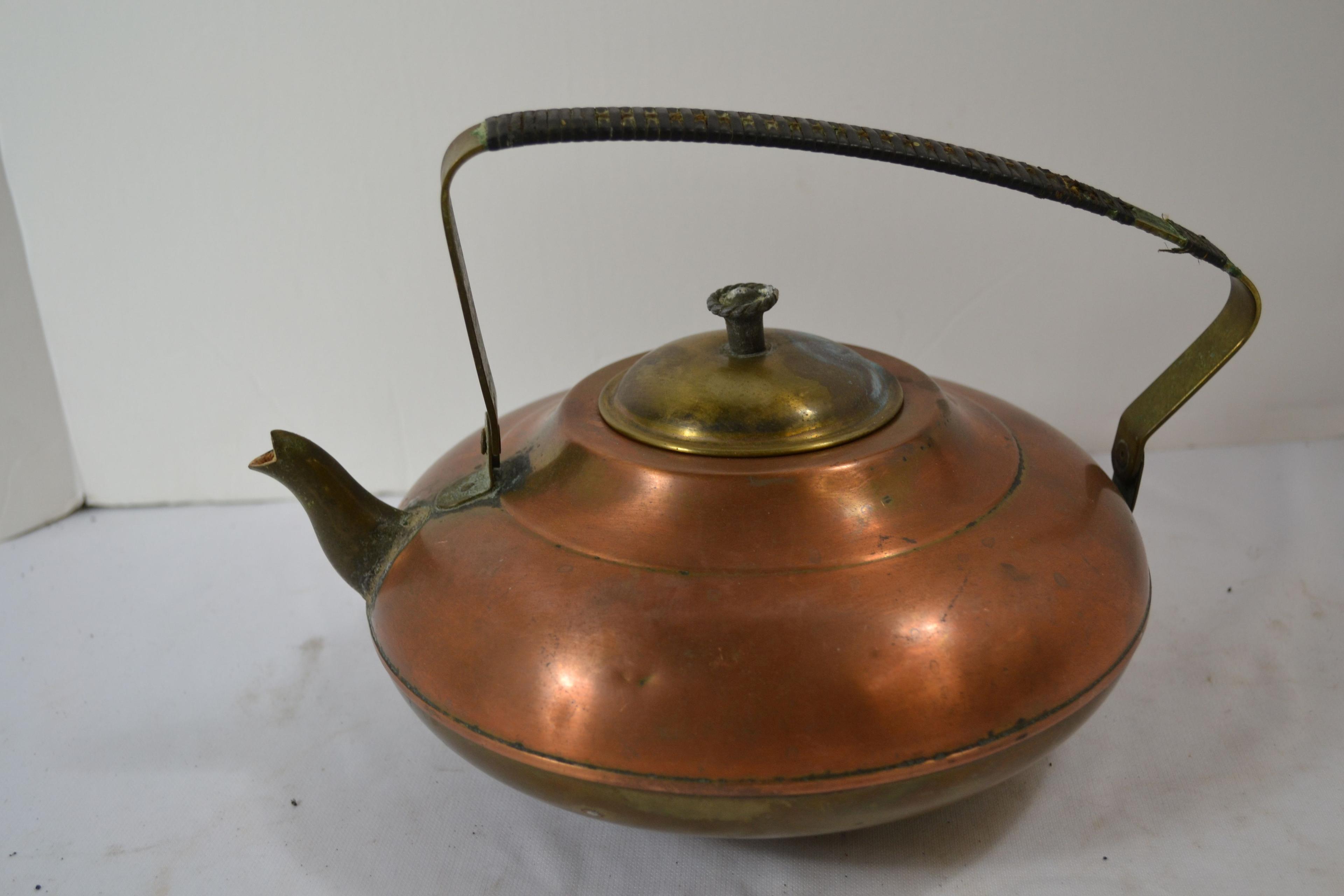 Vintage Brass and Copper Tea Kettle
