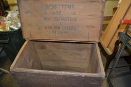 Large Wooden Coffee Bin "Schottens Roasted Coffees and Ground Spice"