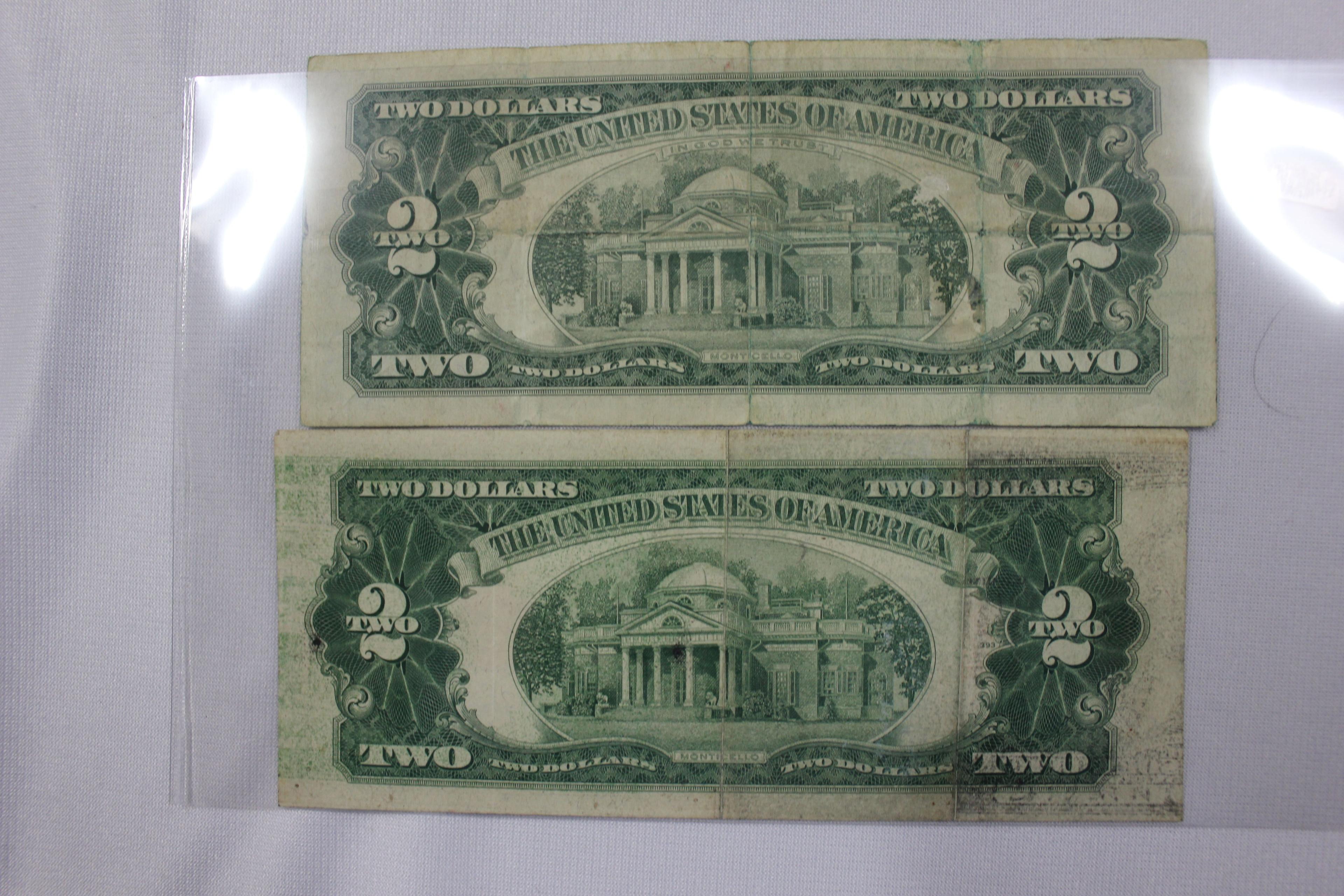 Pair of Two Dollar Bills 1953-A and 1963; Circ.