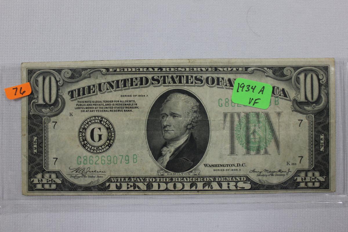 1934-A Ten Dollar Bill; VF