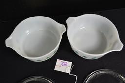 Pyrex Cinderella Twin Server Set  No. 472 including Two Round Casseroles w/Lids; Mfg. 1959