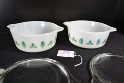 Pyrex Cinderella Twin Server Set  No. 472 including Two Round Casseroles w/Lids; Mfg. 1959