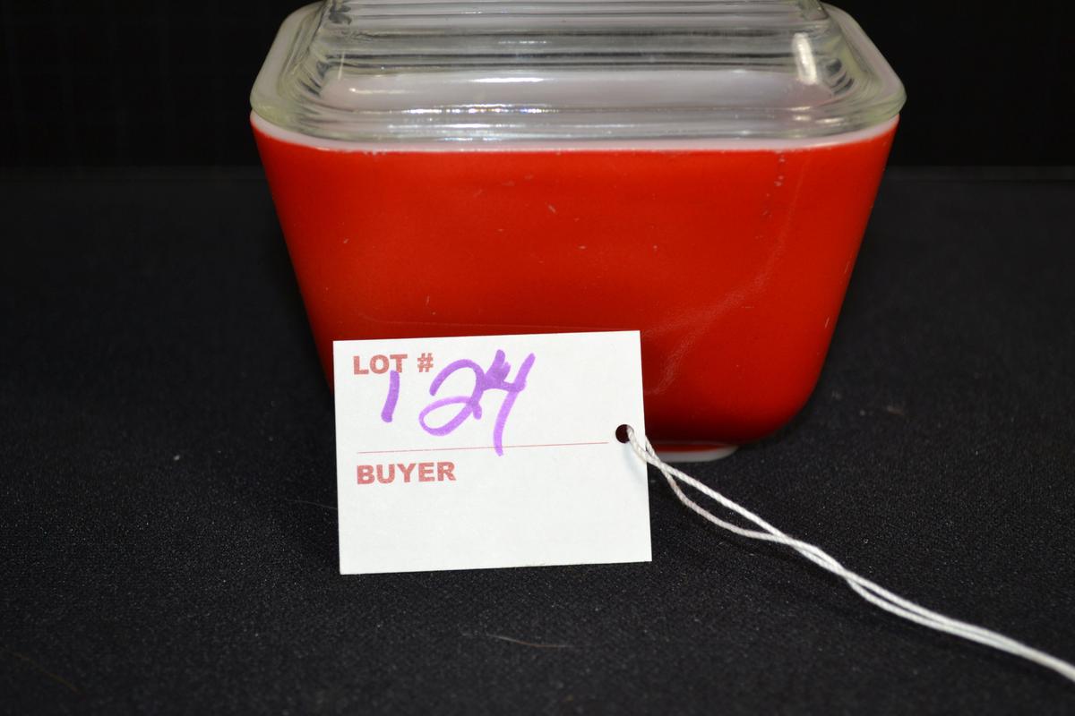 Pyrex Primary Red No. 501 Refrigerator Dish w/Lid; Mfg. 1947-1965