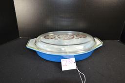 Pyrex Royal Divided Dish w/Lid; Mfg. 1961-1962