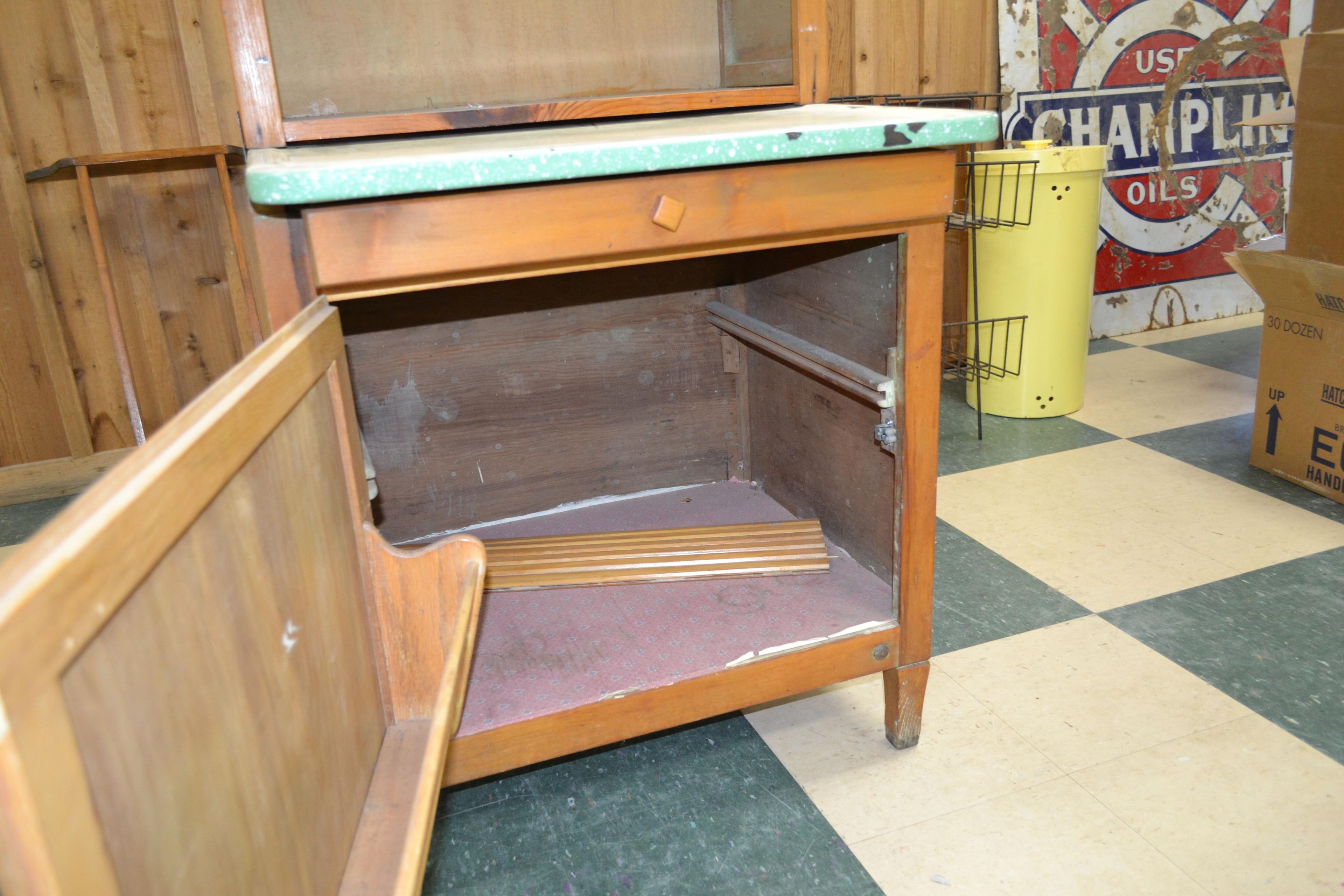 Junior Hoosier Cabinet w/Porcelain Counter; Needs Work; Note: Will Not Ship