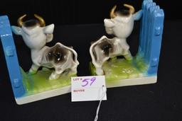 Pair of Cow Bookends by Davar Originals, Japan; 4-1/2"x4