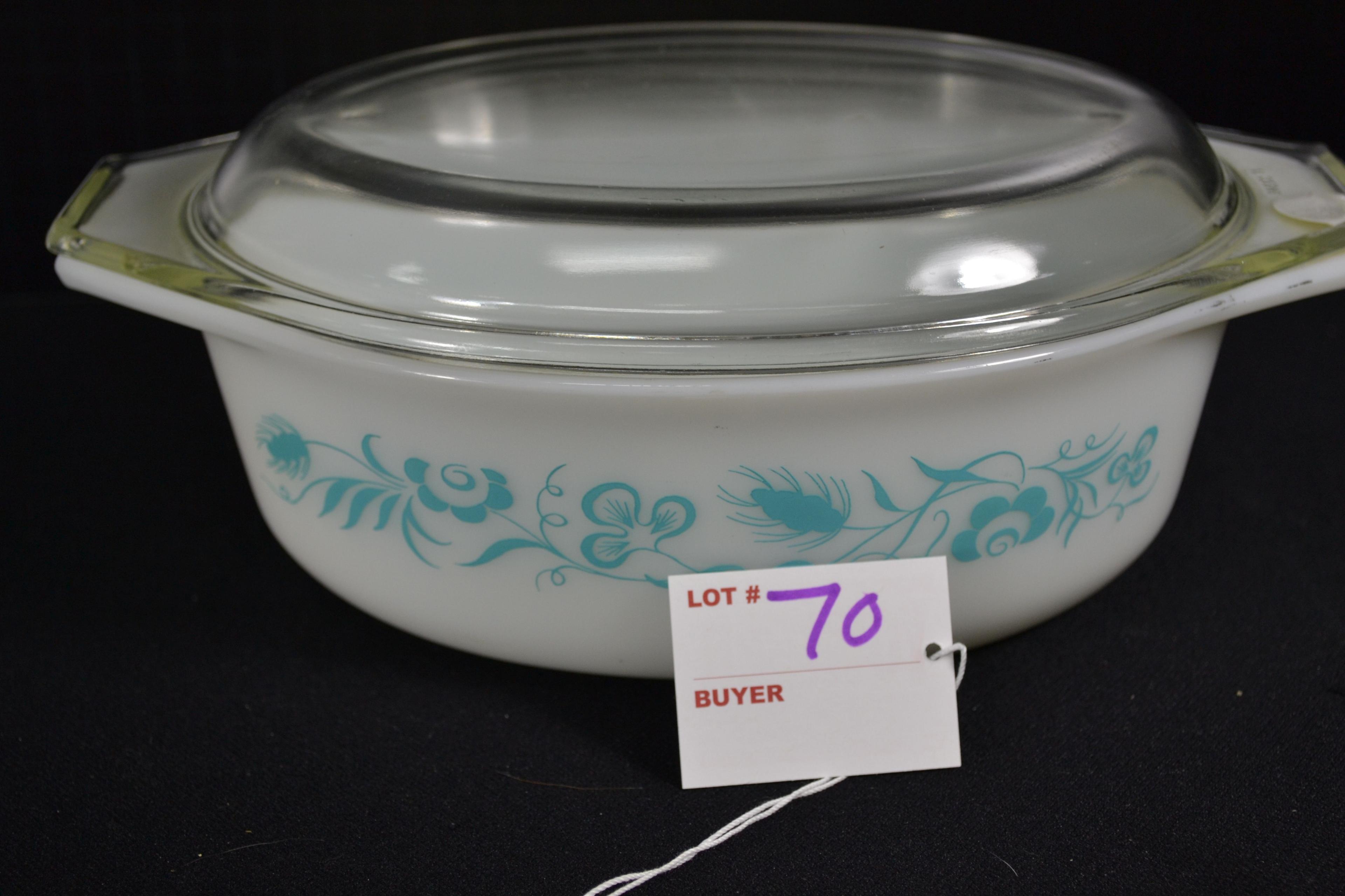 Pyrex Meadow No. 043 Casserole w/Lid; Mfg. 1960