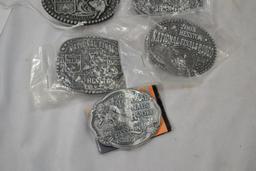 Group of 6 Youth Hesston Rodeo Buckles; 1997, 2004, 05, 06, 09 and 2010; New & Used