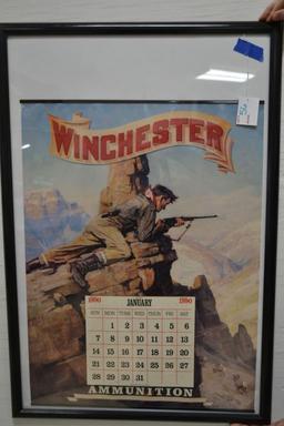 Winchester Ammunition 1990 Calendar; Framed; 18"x24"