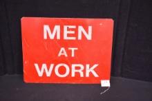 Men At Work 2-Sided Metal Sign; 20"x15"