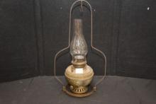 Vintage General Store Hanging Lamp w/Chimney and Ceiling Bracket; Good Condition