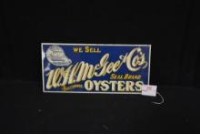 Porcelain W.H. McGee Co., Baltimore, MD, Seal Brand Oysters Advertising Sign; 15"x7"