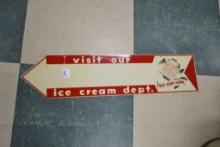 Contemporary Ice Cream Dept. Double-Sided Metal Arrow Sign; 39"x9"