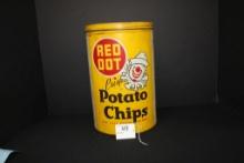 Vintage Red Dot Potato Chip Canister