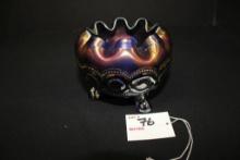Fenton Carnival Glass Beaded Cable Crimped Edge Bowl
