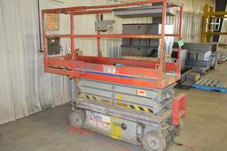 SkyJack SJ3-3219 w/Extension Cage, Hard Surface Tires, and 110v Auxiliary on Top Deck; Approx. Two S