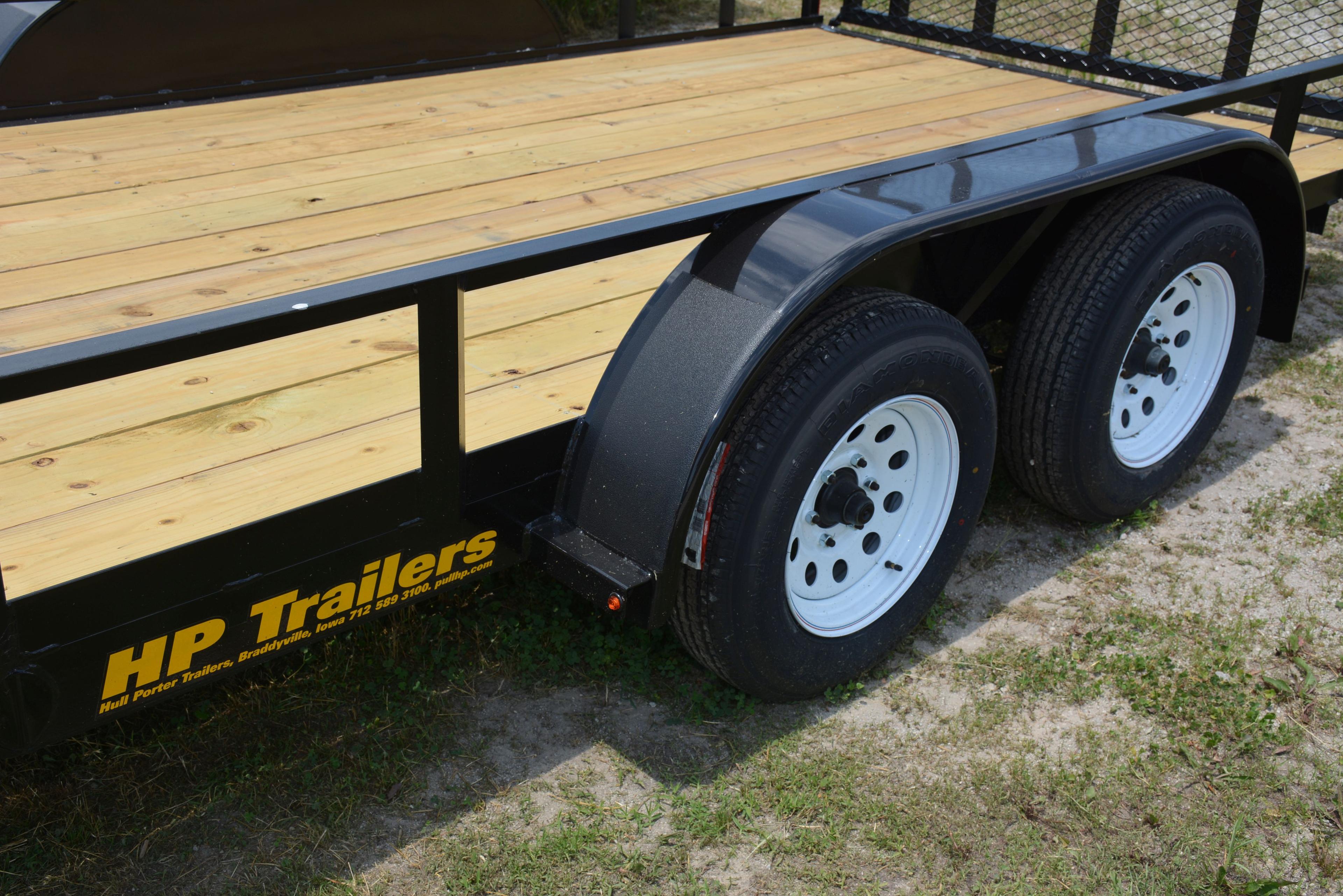 HP Trailers 16'x84" Rail Side Utility Trailer w/Tandem 3500 lb. Axles, Wood Floor, Full Mesh Ramp, L