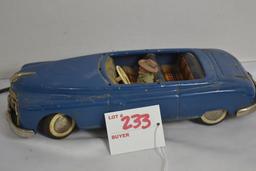 Arnold Vintage Tin Friction Car w/Self-Wind Cable Wheel Action; Missing Windshield; Made in West Ger