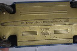 Arnold Vintage Tin Friction Car w/Self-Wind Cable Wheel Action; Missing Windshield; Made in West Ger