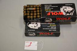 1 Box Blazer .45 Auto 230 gr. FMJ; 50 Rds./Box and 2 Boxes Wolf .45 Auto 230 gr. FMJ 50 Rds./Box; 3x