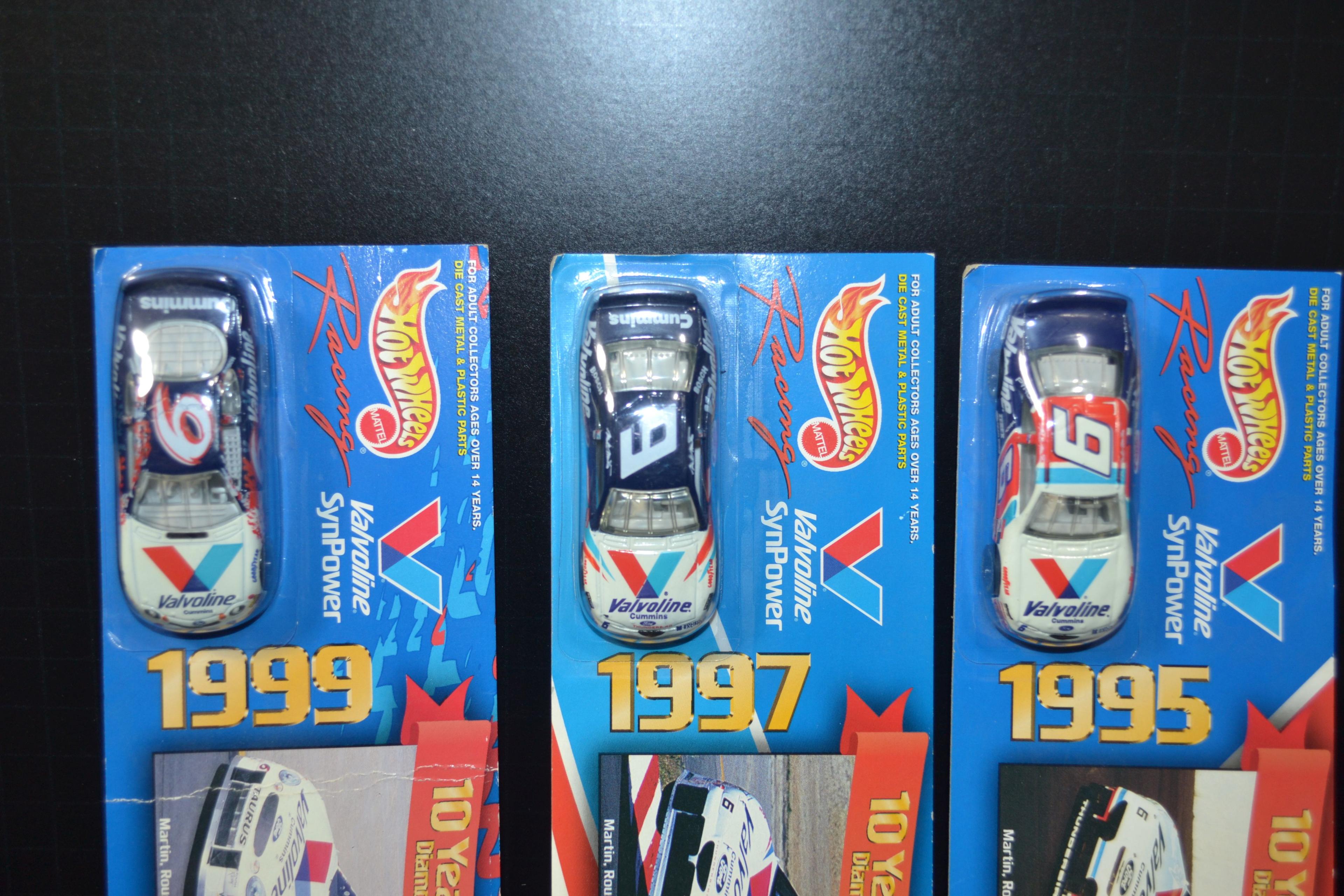 Group of 3 Hot Wheels Racing "10 Years of Racing" Diamond Collectors Series 1995, 1997, 1999; NIB