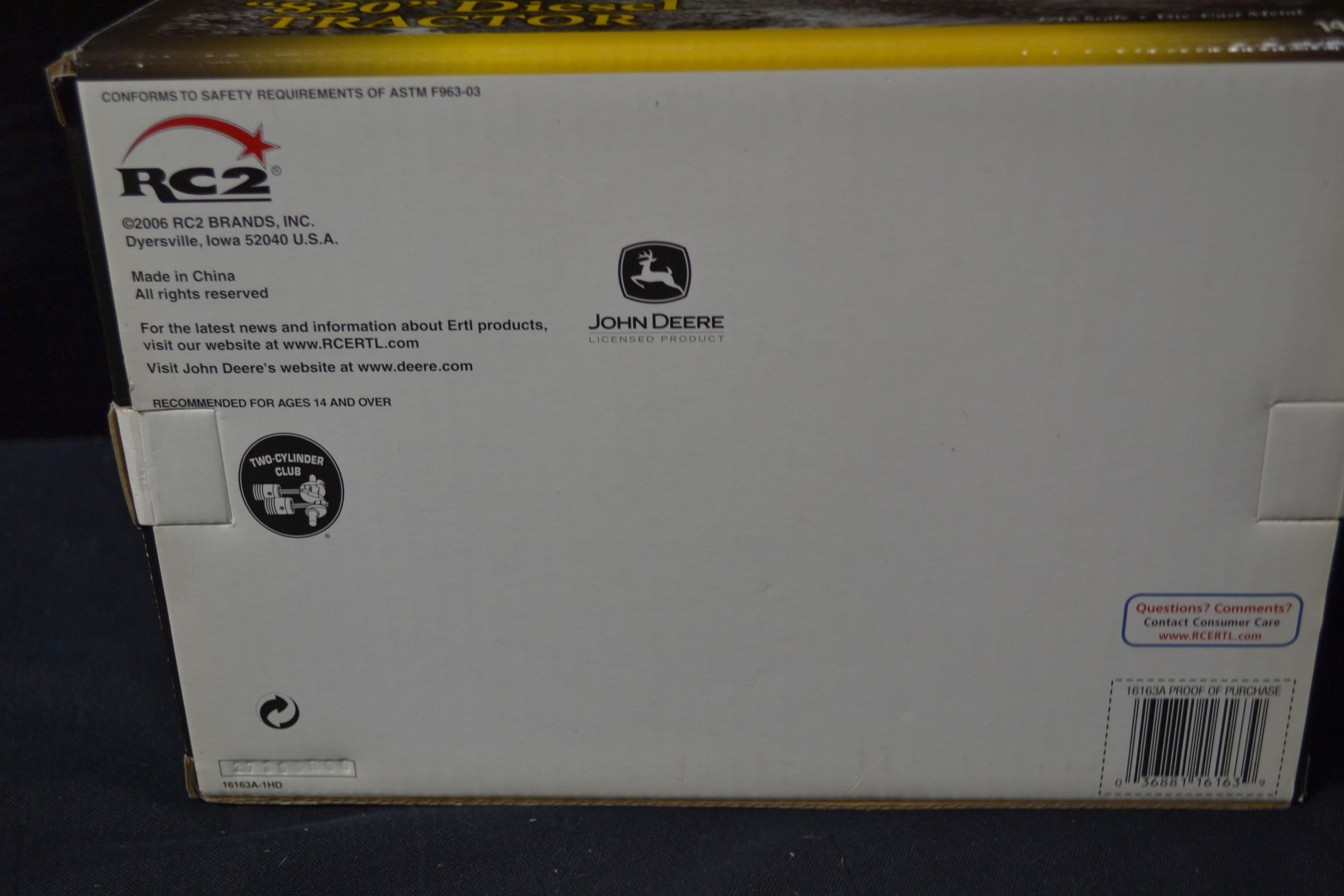 Ertl Two-Cylinder Club John Deere Industrial 820 Diesel Tractor; 1/16 Scale; NIB