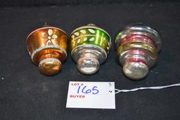 Group of 3 Vintage "Shiny Brite" Handpainted Tree Ornaments