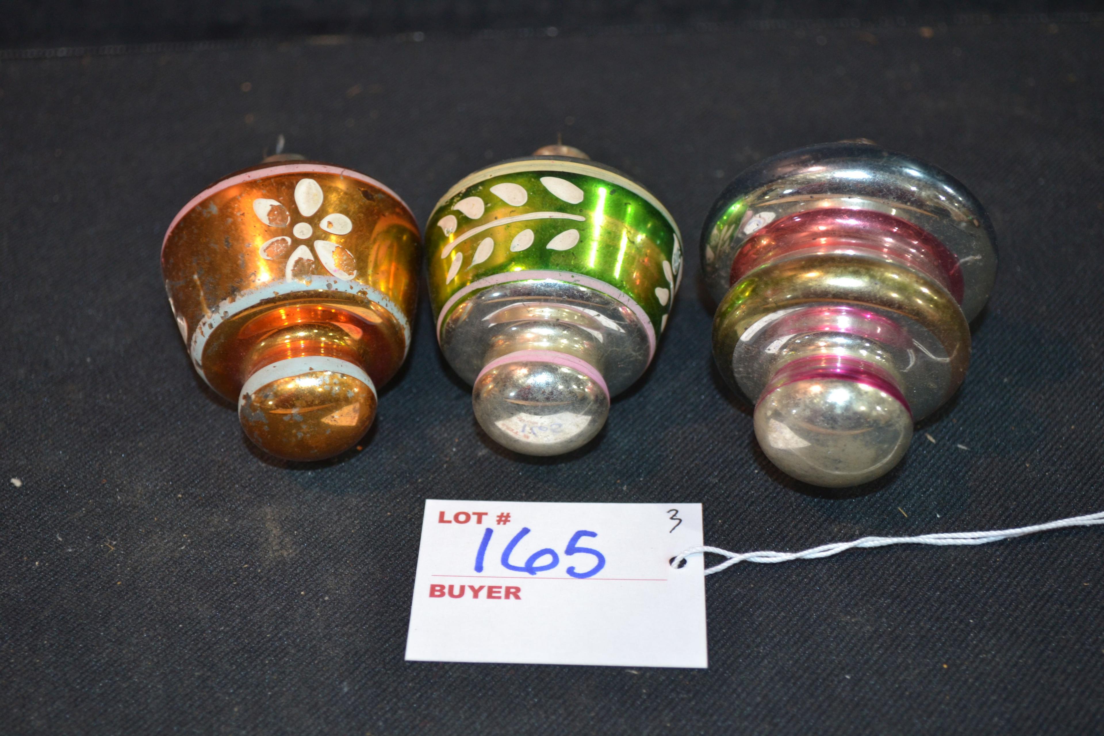 Group of 3 Vintage "Shiny Brite" Handpainted Tree Ornaments
