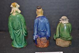 Group of 3 Vintage "Mud Men" Clay Figurines; Made in China; 3" and 2-1/2" Tall