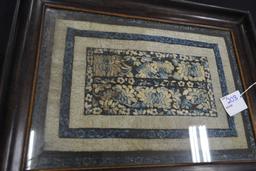 Vintage Tea Service w/Silk Flowered Tapestry Insert and Brass Handles; 18"x14"